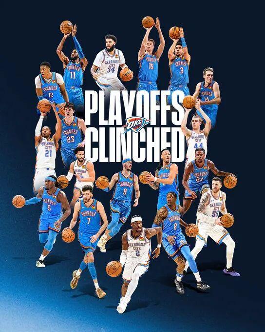 雷霆九连胜锁定季后赛席位 成为联盟首个晋级球